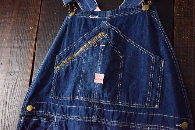 【史上最も激安】 名古屋  通販 Feeet 古着屋 ビンテージ | オールドヒッコリー つなぎ 50年代 山ポケローバックデニムオーバーオール HICKORY OLD 50's 大須 メンズ メンズ パンツ