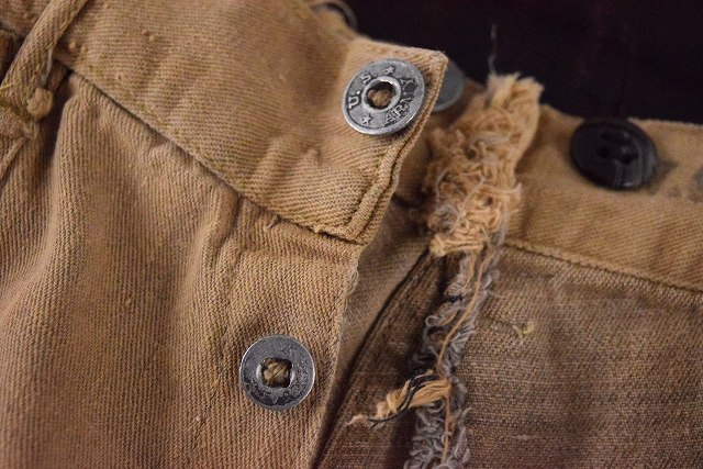 1910's US.ARMY ブラウンデニムパンツ 10年代 バックルボタン 1910's US.ARMY ブラウンデニムパンツ 10年代 バックルボタン