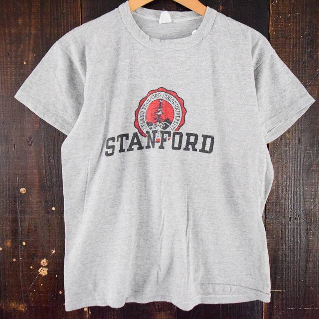 60 S Champion プロダクツタグ Leland Stanford Junior University 染み込みプリント霜降りtシャツ 60年代 チャンピオン スタンフォードジュニア大学 ビンテージ古着屋feeet 通販 名古屋 大須 メンズ