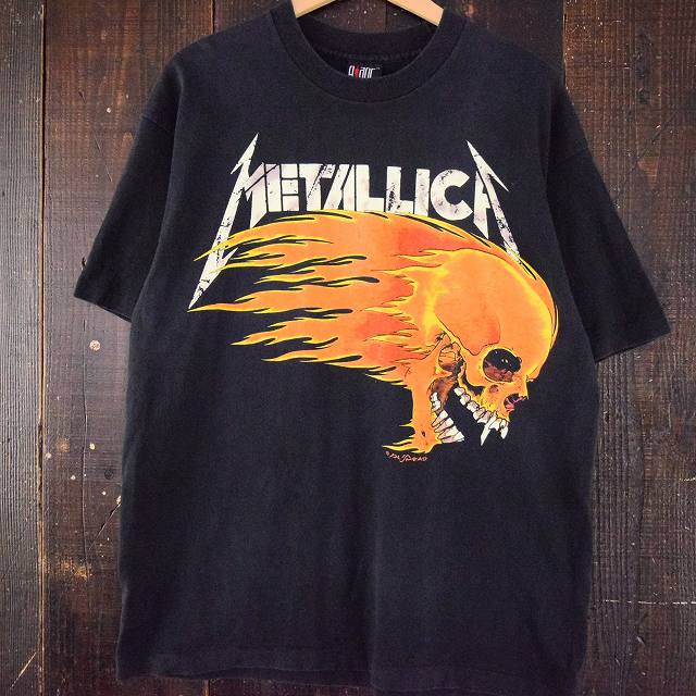90 S Metallica バンドツアーtシャツ 90年代 メタリカ アーティスト へヴィメタル ミュージシャン 半袖 黒 スカル ドクロ ビンテージ古着屋feeet 通販 名古屋 大須 メンズ