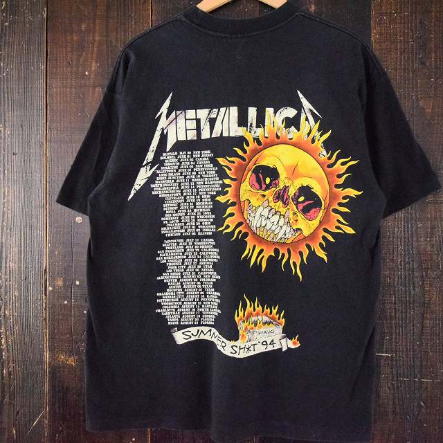 90 S Metallica バンドツアーtシャツ 90年代 メタリカ アーティスト へヴィメタル ミュージシャン 半袖 黒 スカル ドクロ ビンテージ古着屋feeet 通販 名古屋 大須 メンズ