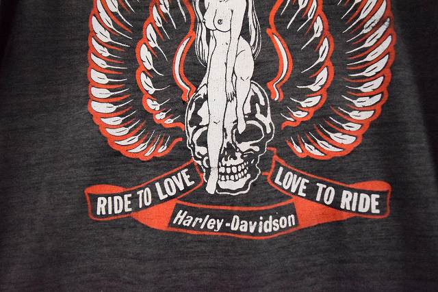 80s Harley-Davidson スカル＆ヌード　ハーレーTシャツ