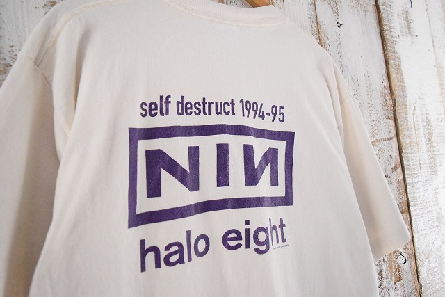 白Ｌ☆長袖ティファニーカラーNIN ロゴ Nine inch nails