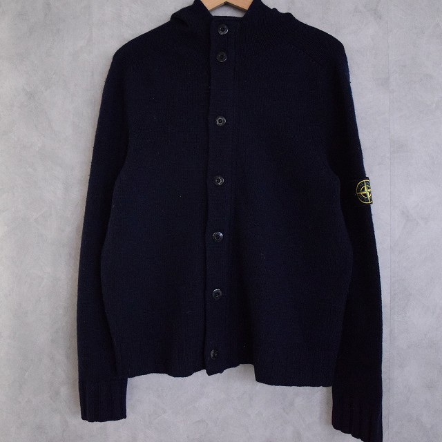 STONE ISLAND ITALY製 Wool Knit Cardigan Hoodie ストーンアイランド ...