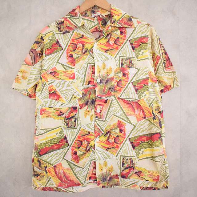 50's PENNY'S TOPFLIGHT Seersucker Hawaiian Shirt S
