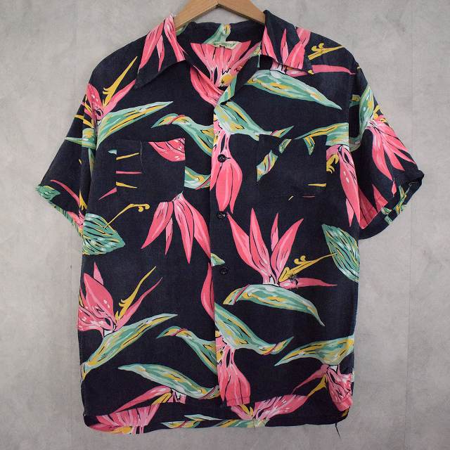 50's Made in California Rayon Hawaiian Shirt M