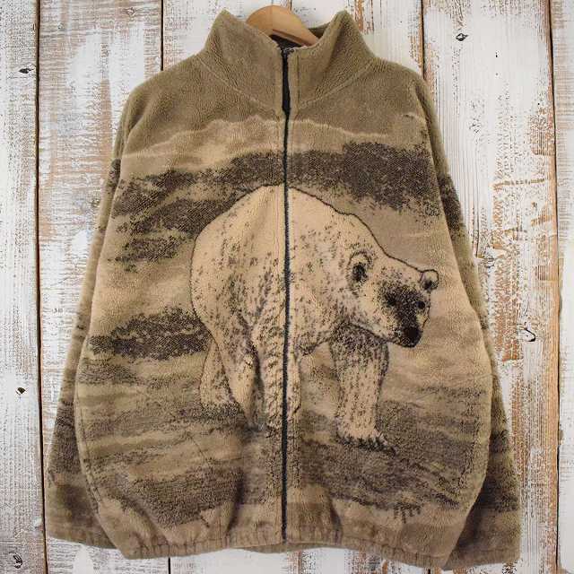 アメリカ製 アニマル 動物 フリースジャケット くま 熊 白熊