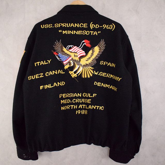 80年代 Souvenir Jacket アメリカ ウール ブラック 黒 ワッペン 刺繍