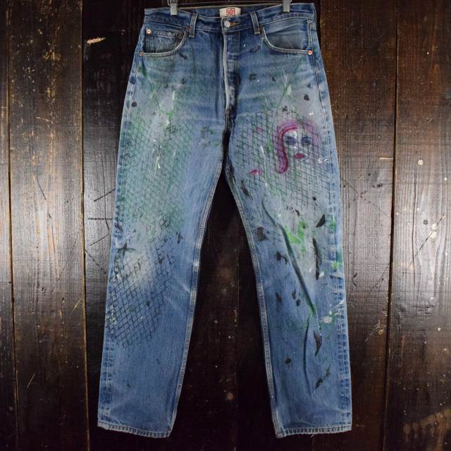 リーバイス ジーンズ ジーパン リメイク ペンキペイント イラスト ヴィテージ古着屋feeet 通販 名古屋 大須 メンズ リーバイス ジーンズ ジーパン リメイク ペンキペイント イラスト ヴィテージ古着屋feeet 通販 名古屋 大須 メンズ