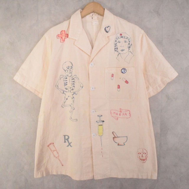 60's ''INFIRMARY'' Hand painted Memorial S/S Jacket L