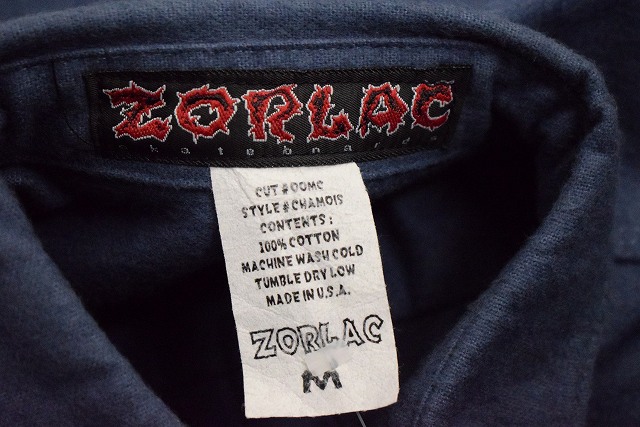 ZORLAC USA製 ロゴ刺繍ヘビーネルシャツ M タグ付き未使用