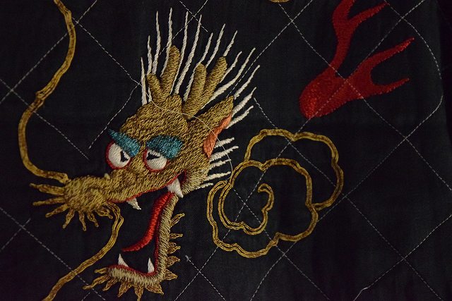 50年代 60年代 刺繍 シルク ガウン ジャケット ドラゴン 和風