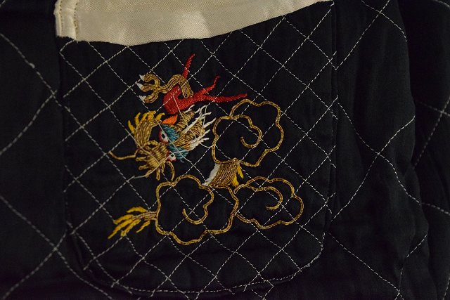 50年代 60年代 刺繍 シルク ガウン ジャケット ドラゴン 和風