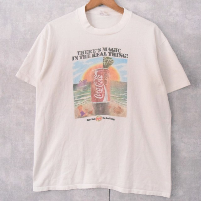 90's Coca-Cola USA製 THERE'S MAGIC IN THE REAL THING! プリントTシャツ L