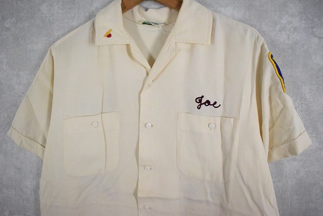 60年代 アロハシャツ 白 ホワイト 開襟 半袖 オープンカラー 