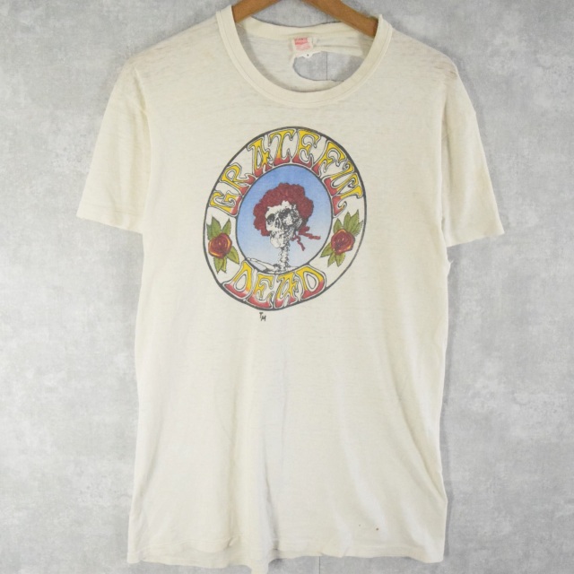 70's GRATEFUL DEAD スカルイラスト ロックバンドTシャツ L