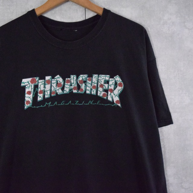 THRASHER 薔薇ロゴプリントTシャツ