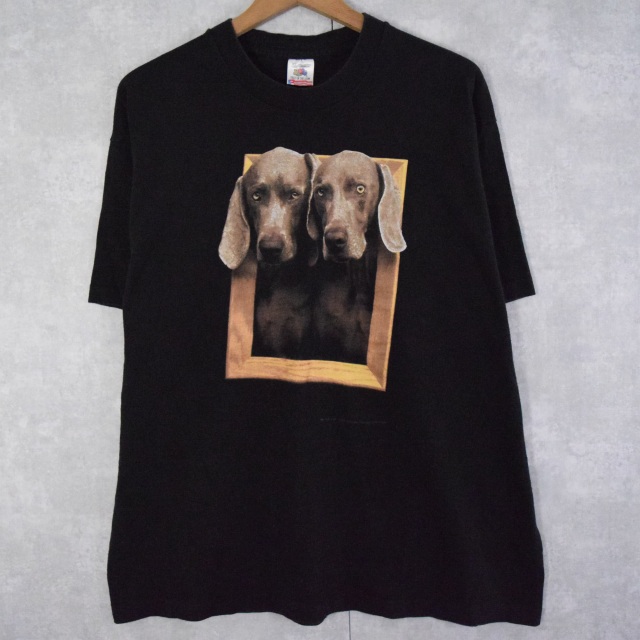 90's WILLIAM WEGMAN USA製 アートプリントTシャツ XL [95279]