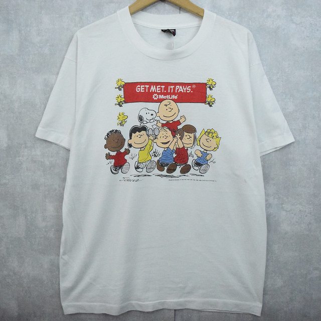 80〜90's PEANUTS USA製 キャラクタープリントTシャツ XL