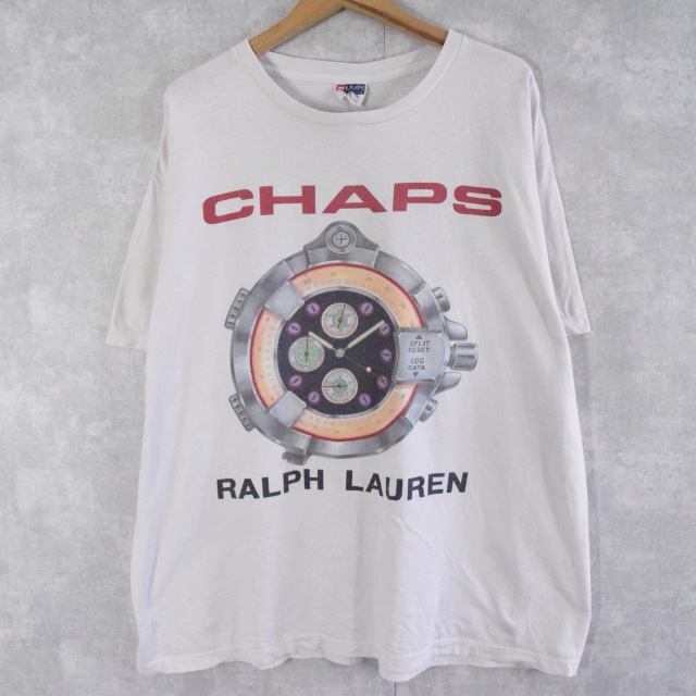 90's USA製 CHAPS RALPH LAUREN 腕時計プリントTシャツ XL