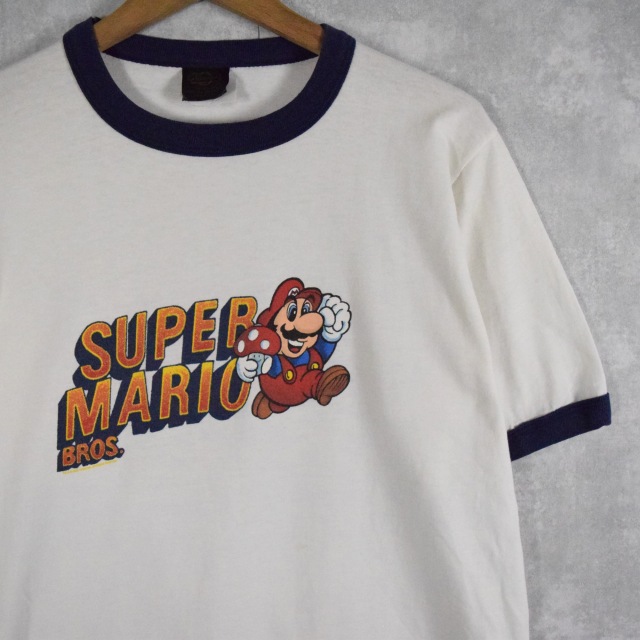80's〜90's SUPER MARIO BROS. USA製 ゲームキャラクターリンガーTシャツ L