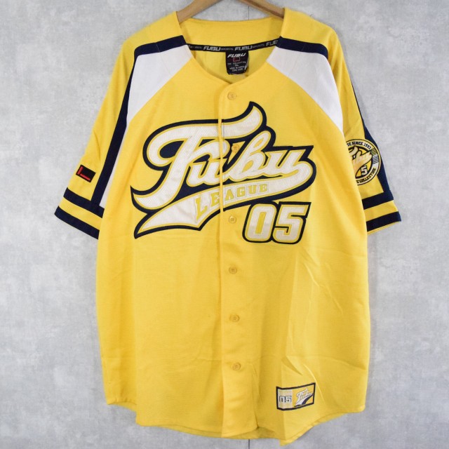 90's FUBU ロゴワッペン付き ベースボールシャツ XL