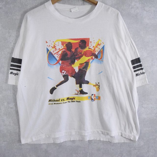 VINTAGE ヴィンテージ 90s Michael Jordan Magic Johnson マイケルジョーダン マジックジョンソン 総柄 半袖 Tシャツ ブラック