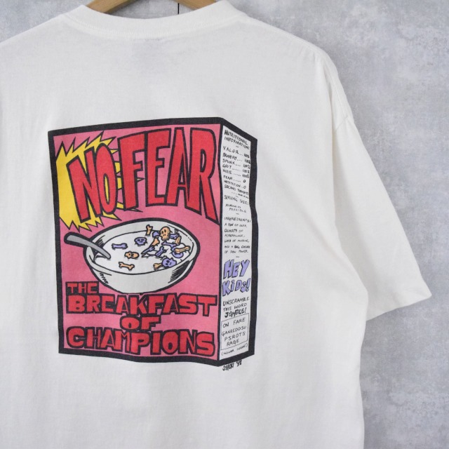 90s USA製 白 プリントTシャツ アメフト NO FEAR vintage