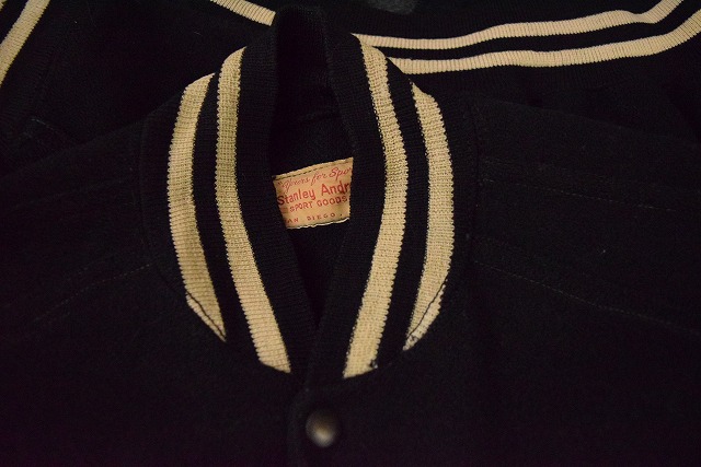 50s Stanley Andrews USA製 メルトンウール スタジャン 袖レザー
