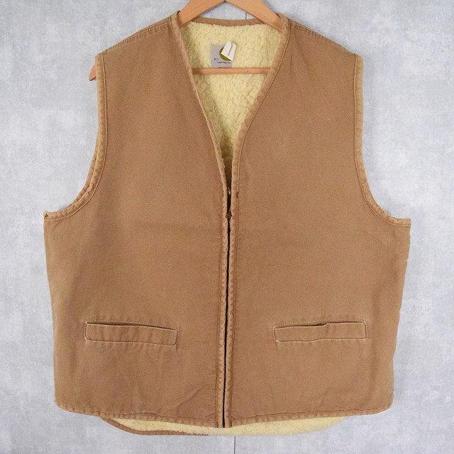 70's Carhartt プリントタグ USA製 ボアライナー ダックベスト XL