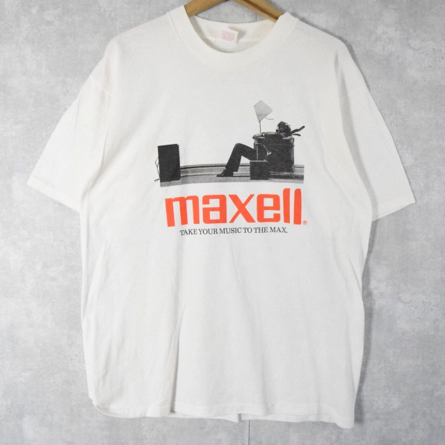 90's MAXELL USA製 企業広告プリントTシャツ L