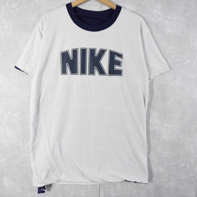 80's NIKE USA製 紺タグ ''かまぼこNIKE'' リバーシブルTシャツ L