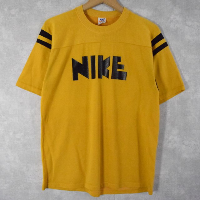 70's NIKE USA製 オレンジタグ ''ゴツNIKE'' レーヨンフットボールTシャツ L