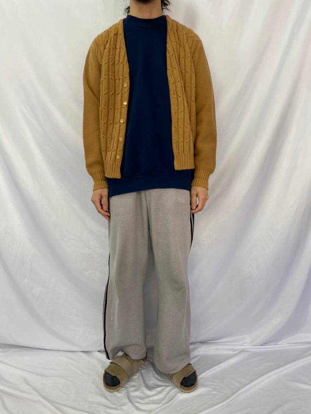 70's CAMPUS USA製 ケーブル編み アクリルニットカーディガン L