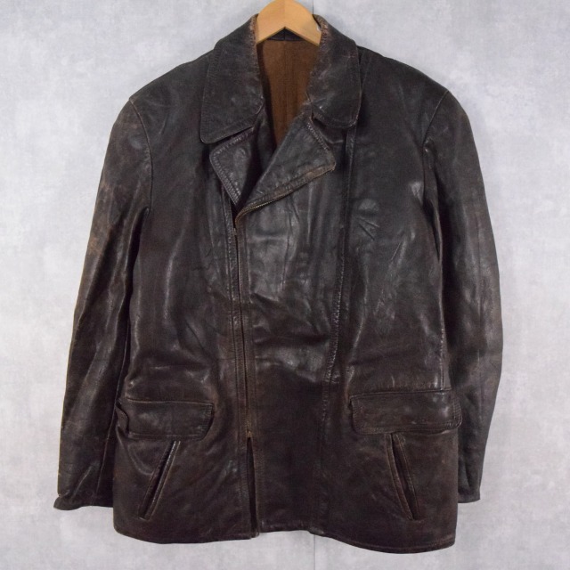50s〜60s Vintage Leather Car Coat レザーコート-