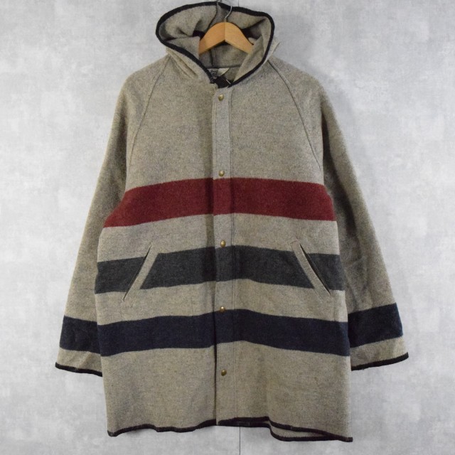 70's WOOLRICH ボーダー柄 メルトン フードコート