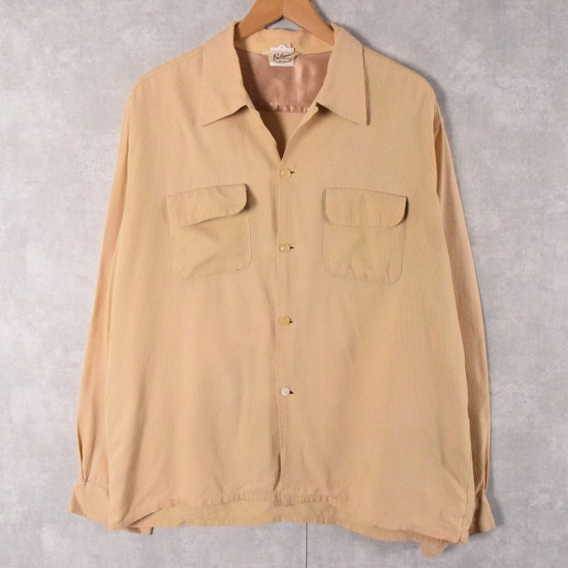 vintage 50s レーヨン ギャバジン オープンカラーシャツ