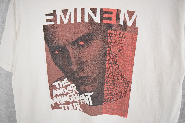 VINTAGE ヴィンテージ 2002 EMINEM Anger Management Ludacris Rap Tee エミネム 両面プリント クルーネック半袖Tシャツ ホワイト