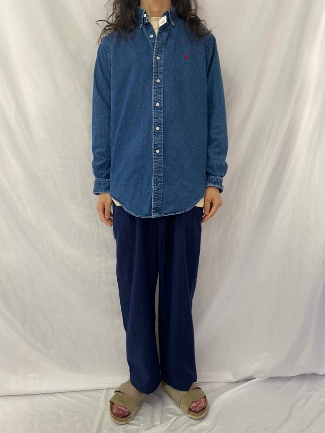 80〜90's POLO COUNTRY Ralph Lauren デニムボタンダウンシャツ M