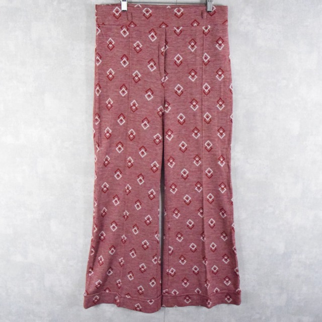 70's 柄織り ジャガードフレアパンツ W34