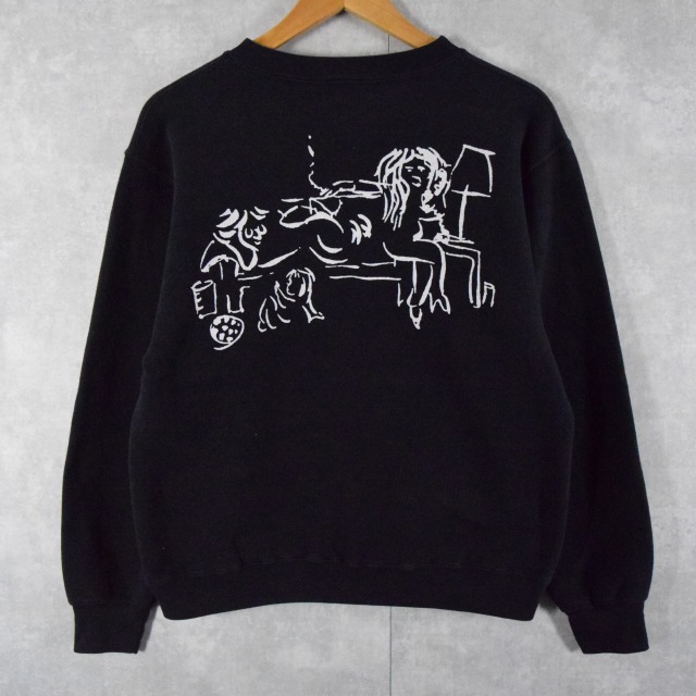 90's JOHN LENNON USA製 ミュージシャンイラストスウェット M