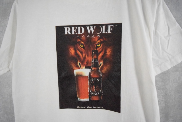 90's RED WOLF LAGER USA製 ビール企業Tシャツ L