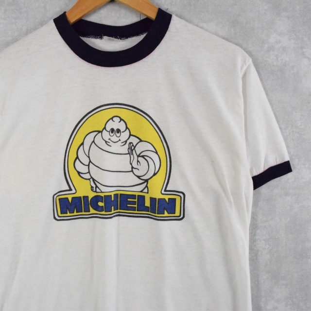 80s ビンテージ 企業 リンガー Tシャツ 白 80年代  メンズ M