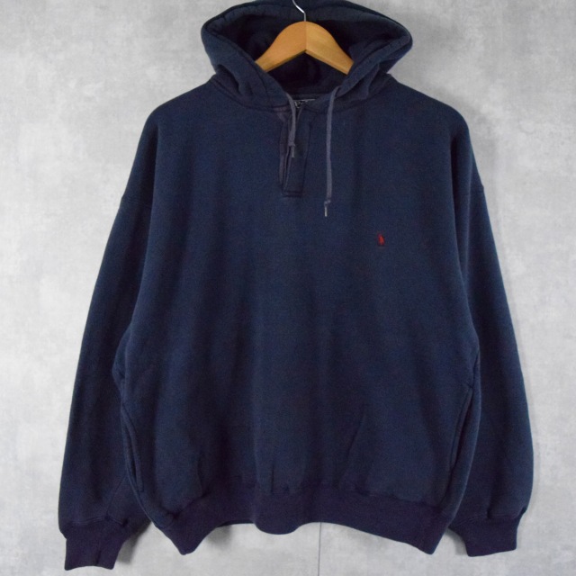 90's POLO Ralph Lauren USA製 ヘンリーネック スウェットフーディー XL