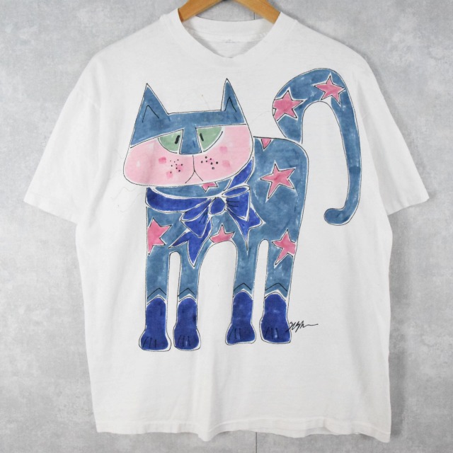 90's 猫 アートイラストTシャツ