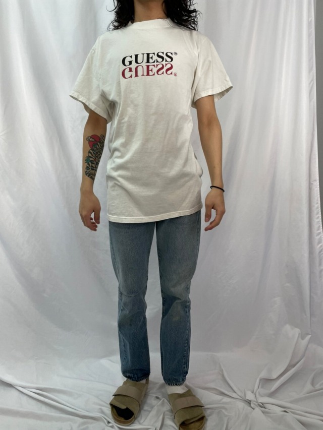 90's giant by TULTEX GUESS JEANS ラバープリントロゴTシャツ L