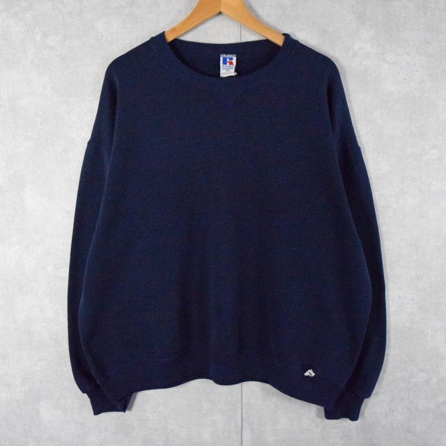 90's〜 RUSSELL ATHELETIC USA製 前V スウェット 無地 NAVY XXL
