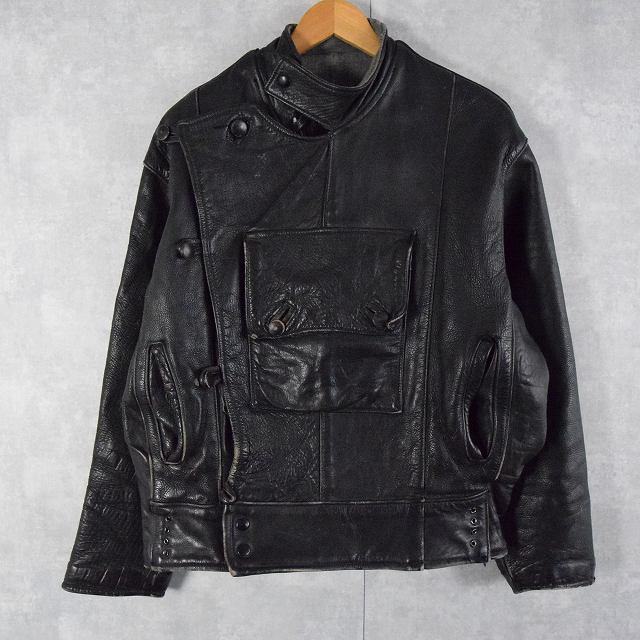 SALE】 ブラックレザー スウェーデン軍 50s モーターサイクル