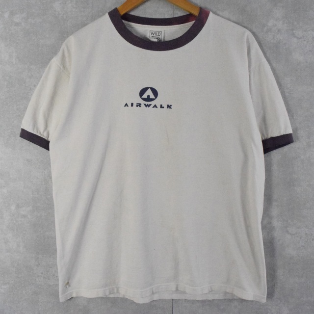 90's AIR WALK USA製 ロゴプリント リンガーTシャツ L