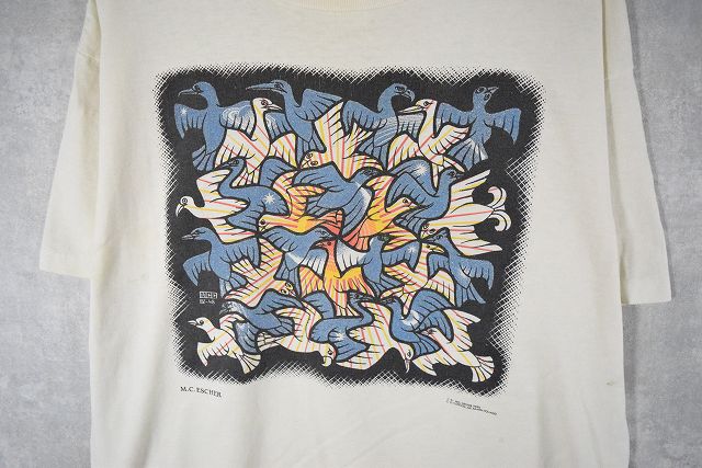 90's MC Escher USA製 騙し絵アートTシャツ XL [105569]